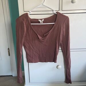 Bozzolo Dusty Rose/Brown Long Sleeve Top